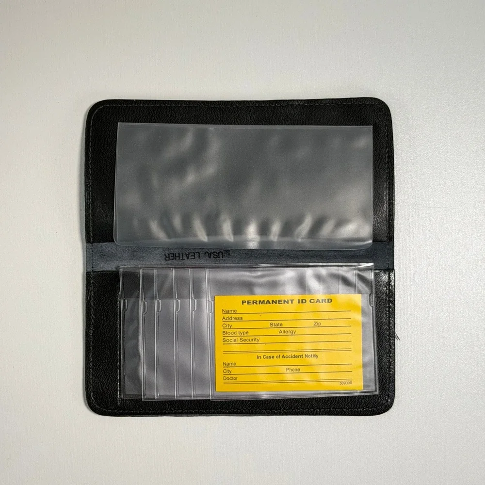 Vintage Black Leather Checkbook Wallet BiFold‎ Western Card Holder Trucker